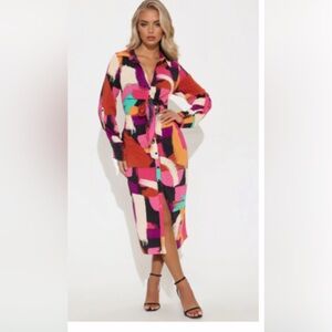 Colorful Abstract Print Dress